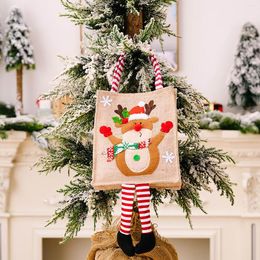 Storage Boxes Christmas Ornament Cartoon Print Hanging Striped Leg Tote Bag Festive Kids Gift Under Bed Blanket