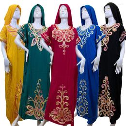 Ethnic Clothing Cotton Summer African Women's Abaya With Big Scarf Dubai Arabic Long Dress Muslim Outwear Djellaba Prayer Cloth Kaftan