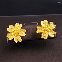 Stud Earrings Simple And Versatile Yellow Gold Filled Floral