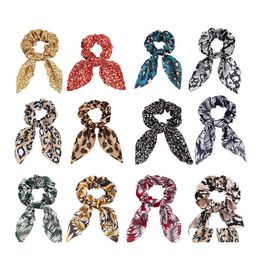 Hair Rubber Bands Band Accessories Leopard Print Rabbit Ears Bowknot Large Intestine Ies For Women Headdress Drop Delivery Jewellery Dhzi5