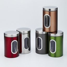 Storage Bottles 1/3Pcs Stainless Steel Sealed Can Tea Coffee Sugar Canisters Jars Pots Kitchen Container Tins