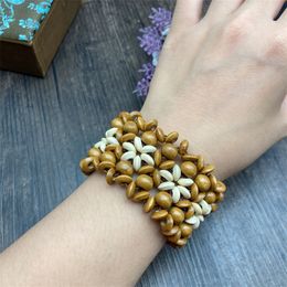 S3371 Bohemian Wood Beaded Elastic String Bracelets For Women Beach Beads Bracelet