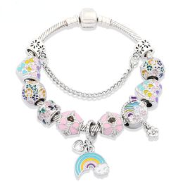 Charm Bracelets Selling Mixed Colour Flower Blooming Rainbow Drop Nectarine Heart Moon Beaded Bracelet Accessories