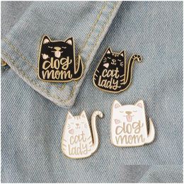 Pins Brooches Vintage Punk Style Dog Cat Brooch Lady Metal Kawaii Enamel Pin Badge Buttons Shirt Denim Jacket Bag Decorative For Wo Dhbry