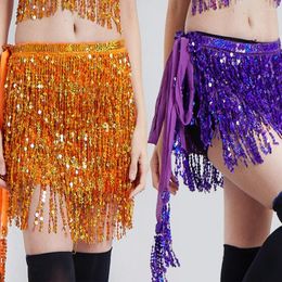 Stage Wear 2023 Halloween Belly Dance Costume Sequins Tassel Hip Towel Performance G24