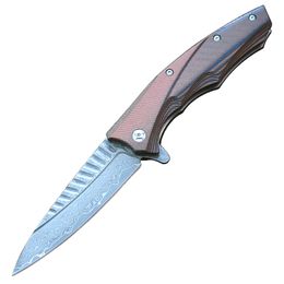 VG10 Damascuss Steel Blade Flipper Folding Knife G10 Handle Ball Bearing outdoor Camping EDC Pocket Knives