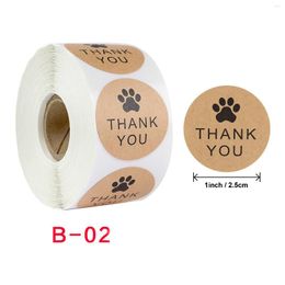 Gift Wrap 1Roll 500Pcs 'Thank You' Round Natural Kraft Paper Handmade Adhesive Stickers For Wedding Package Seal Labels Stationery