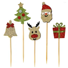 Festive Supplies 15PCS Christmas Cupcake Toppers Merry Cake Decoration Wrappers Appetiser Topper
