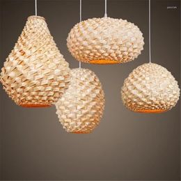 Handmade Bamboo Wicker Rattan homer pendant Lampshade for Bar and Restaurant Lighting - Asian Japanese Abajour Fixture