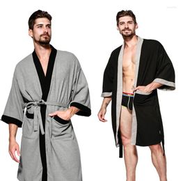 Men's Sleepwear Men's Cotton Nightgown Bust 140cm 5XL 6XL 7XL 8XL Bathrobe Sauna Bath Towel Spring 4 Colours