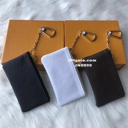 4 Colors Key Pouch Zip Wallet Coin Leather Wallets Women Designer Purse With Orange Box258D