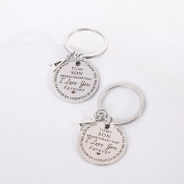 TO MY SON/DAUGHTER Keychain Engraved Stainless Steel Keychain Creative Gift