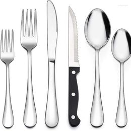 Dinnerware Sets Gift 24PCS Cutlery Set Steel Dinner Stainless Mirror Polishing Tableware Flatware Steak Knife