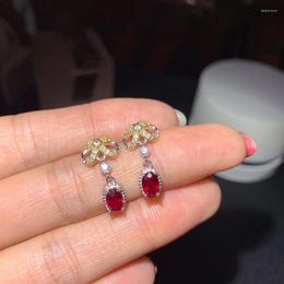 Stud Earrings High Quality Ruby Earring 925 Sterling Silver Fahshion Natural And Real