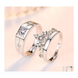 With Side Stones Nehzy 925 Sterling Sier Jewellery Fashion Couple Ring Engagement Wedding Anniversary Gift Woman Man Crown Open 2317 Q Ot9X6