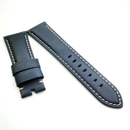 24mm 22mm 120 75mm luxury high quality Blue Waxy Calf Leather Strap for PAM PANERA I Wristwatch266l