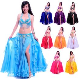 Stage Wear Women Fashion Tassel Belly Dance Costume Set Dancing Bra Belt Skirt For Carnival Costumes Sexy Outfits