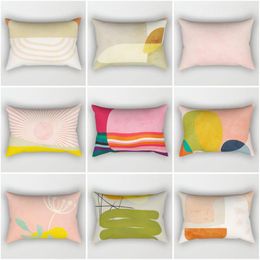 Pillow Decorative Home Throw Pillows Case For Sofa Cover Nordic 40x60cm 30 50x30cm Rectangular Abstract Geometric Pink Morandi