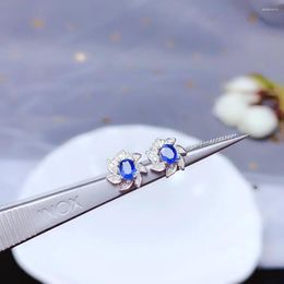 Stud Earrings Super Good Colour Sapphire Earring Natural And Real 925 Sterling Silver