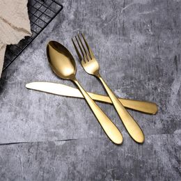 4pcsset Gold Cutlery Spoon Fork Knife Tea Spoon Matte Gold Stainless Steel Food Silverware Dinnerware Set