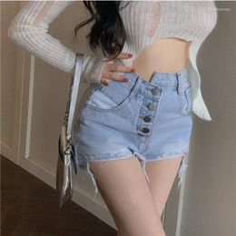 Skirts Streetwear Wrap Mini Denim Women Casual Hight Waist Sexy Clubwear Y2k Clothes Korean Fashion Frayed Hem Hip Jeans Skirt