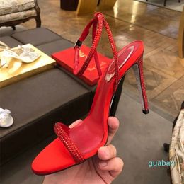 Rene Caovilla Heels Women's Shoes Dress High Elegant Reni Cao Designer Stiletto Sexy Bride Praty Star's Toe Heel One Word Mesh Rhine Roman Als in