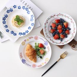 Plates Ins Creative Flower Ceramic Plate Home Cooked Breakfast Western Straw Hat Dish Spring Butterfly