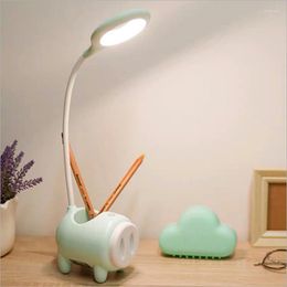 Table Lamps Cute Cartoon Piggy LED Eye Protection Lamp Rechargeable Night Light Touch Switch Student Desk Decoration Phone Pen Holder