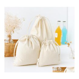 Storage Bags Diy Travel Cotton Linen Dstring Sundries Small Beam Rope Pouches Handmade Candy Gift Bag Kids Toys Organizer Drop Deliv Otbge