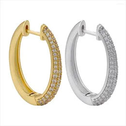 Hoop Earrings Ear Rings For Women Gold Color Oval CZ Zircon Big Fashion Party Jewelry Wholesale