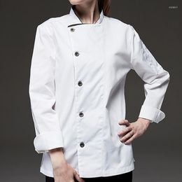 Aprons Black White Long Sleeve Shirt El Restaurant Chef Jacket Culinary Uniform Bistro Bar Cafe Hospitality Catering Work Wear B74