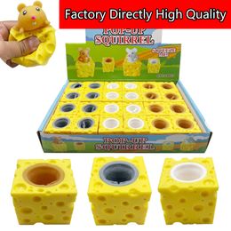 24pcs/lot Pop up Funny Mouse Cheese Block Games Squeeze Anti-stress Toy Hide and Seek Figures Stress Relief Fidget Toys for Kids Adult 1221