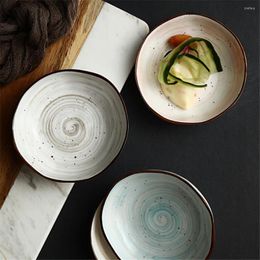 Bowls Japanese Sauce Small Dish Ceramic Round Thread Plate Seasoning Soy Bowl Vinegar Dishes Ketchup Plates Decoration Gift Cultery