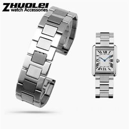 luxurious 316L Stainless Steel bracelet For TANK solo wristband high quality brand watchband 16mm 17 5mm 20mm 23mm silver color303L