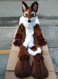Brown Husky Fox Mid-length Fur Mascot Costume Walking Halloween Suit Large Event Costume