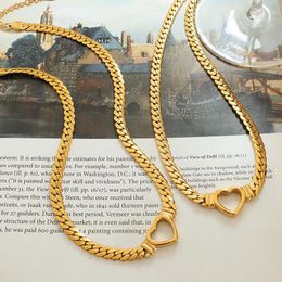 عقد بقلادة على شكل قلب حب للنساء 2022 من الفولاذ المقاوم للصدأ Acessorios الكوبي سلسلة ربط مطلية بالذهب مجوهرات فاخرة مصممة كولير