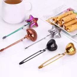 Stainless Steel Tea Strainers Tea Spoon Seasoning Infuser Star Shell Oval Round Heart Shape Coffee Tea Philtre Balls Kichten Tool 1219