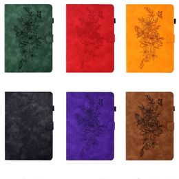 Imprint Flower Butterfly Leather Wallet Tablet Cases For Ipad 10.9 2022 Pro 11 10.5 10.5inch Air air2 2 9.7 inch Fashion Floral Credit ID Card Slot Holder Stand Pouch Bags