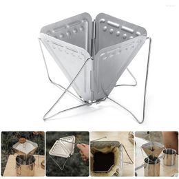 Coffee Filters Folding Portable Drip Rack Hand Punch Filter Cone Stand Outdoor Camping Stainless Steel Holder Drink Cup Dripper