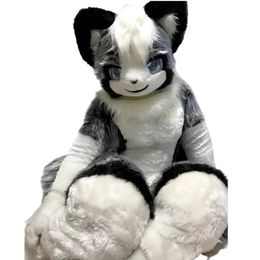 Husky Fox Mid-length Fur Mascot Costume Walking Halloween Christmas Large-scale Event Suit Party Role-playing