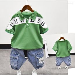 Clothing Sets Kids Boys Cotton Set Children Summer Short Sleeved Lapel T-Shirt Pants 2 Pieces Tracksuit For Infant Baby 2-7Years Old