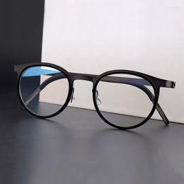 Sunglasses Frames Vintage Titanium Acetate Myopia Glasses Frame Men Retro Round Optical Eyeglasses Women Denmark Brand Screwless Korean