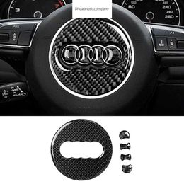 Car Steering Wheel Cover Carbon Fibre Texture Sticker Decoration For Audi A4 B8 B9 A3 8V 8Y S3 Q3 8U Q5 8R Q7 Q2 Accessories