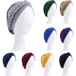 Ethnic Clothing Women Ladies Muslim Hijabs Hair Loss Stretch Turban Caps Solid Cancer Chemo Hat Colour Braid Head Scarf Beanie Bonnet Arab