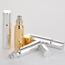 10ml Roll On Glass Bottle Black Gold Silver Fragrances Essential Oil Perfume Bottles With Metal Roller Ball Customizable Logo factory