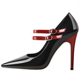 Dress Shoes LOVIRS Women's Sexy Ankle Strap Stiletto High Heel Mary Jane Pumps Pointed Toe 10cm Evening Party US 5-15