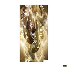 Paintings Golden Feather Posters Entrance Painting Wall Art For Living Room Canvas Prints Abstract Pictures Modern Light Luxury Home Dhhys