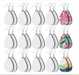 Sublimation Blank Earrings Heat Transfer Earring Unfinished Wood Teardrop Pendants in 5 Assorted Shapes for Jewelry DIY Making New