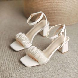 Sandals High Heels Women's Summer 2022 Style With Skirt Niche Fairy Wind Gentle Thick Heel Not Tired Feet One Word Belt