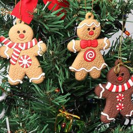 Christmas Decorations 6/10/12pc Set Gingerbread Man Tree Ornaments Xmas Soft PVC Living Room Decorating Tools Festival Home Decoration Gift